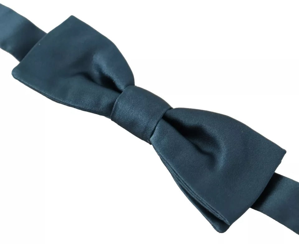 Dolce & Gabbana Blue 100% Silk Adjustable Neck Bow Tie Mens - ACCEXO