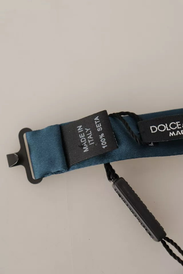 Dolce & Gabbana Blue 100% Silk Adjustable Neck Bow Tie Mens - ACCEXO