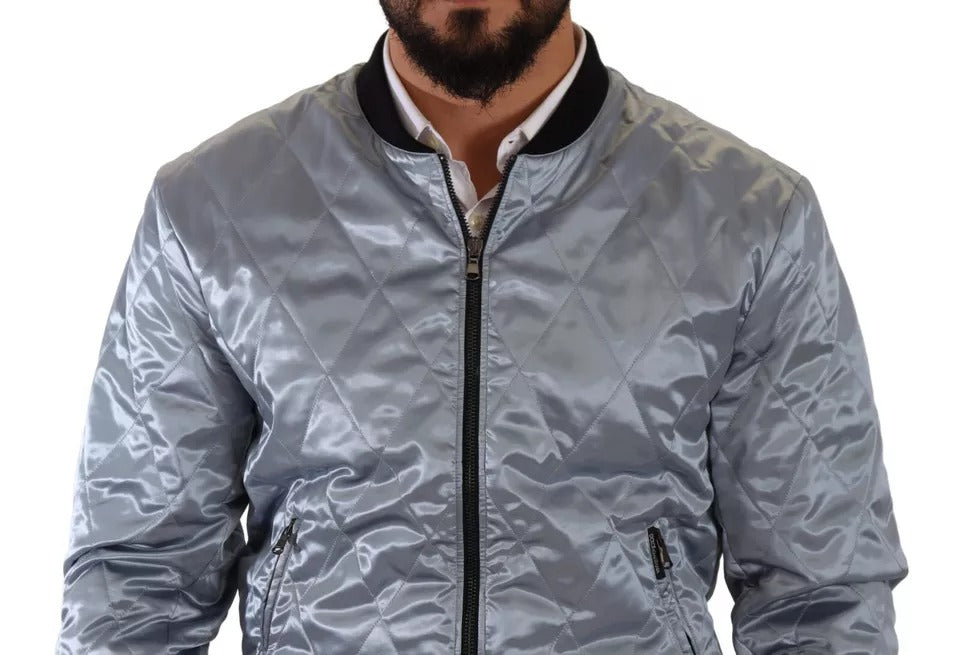 Dolce & Gabbana Light Blue Bomber Coat Men Jacket - ACCEXO