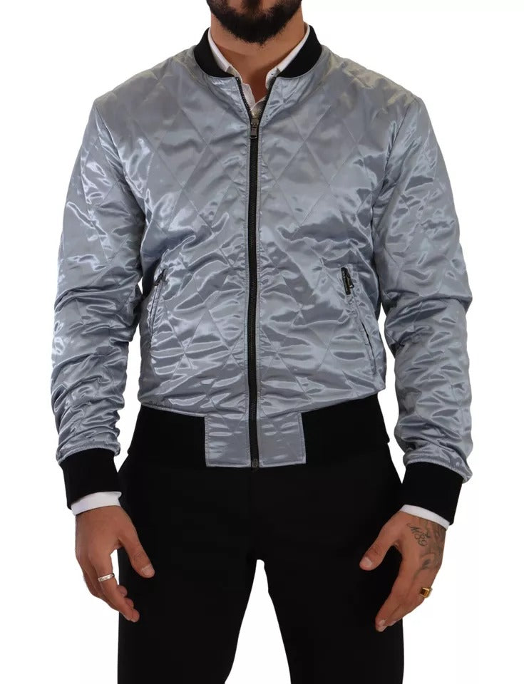 Dolce & Gabbana Light Blue Bomber Coat Men Jacket - ACCEXO