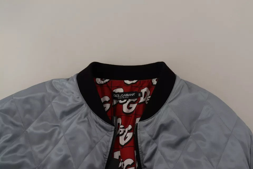 Dolce & Gabbana Light Blue Bomber Coat Men Jacket - ACCEXO