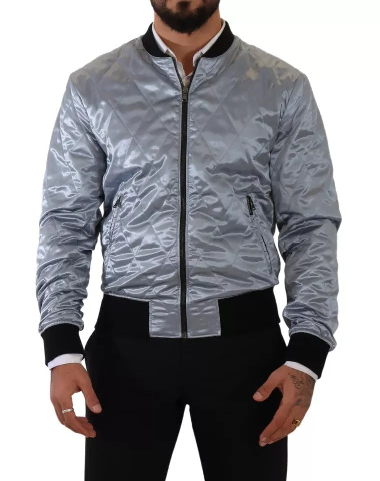Dolce & Gabbana Light Blue Bomber Coat Men Jacket - ACCEXO