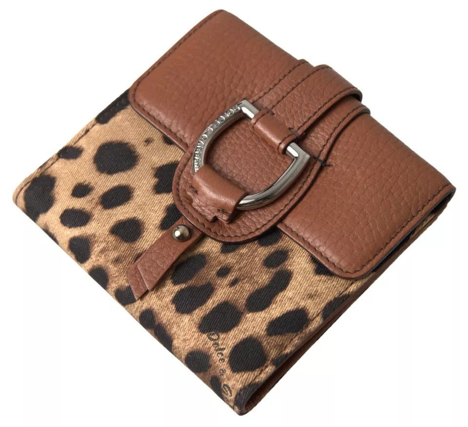 Dolce & Gabbana Brown Leopard French Flap Leather Bifold Cardholder Wallet