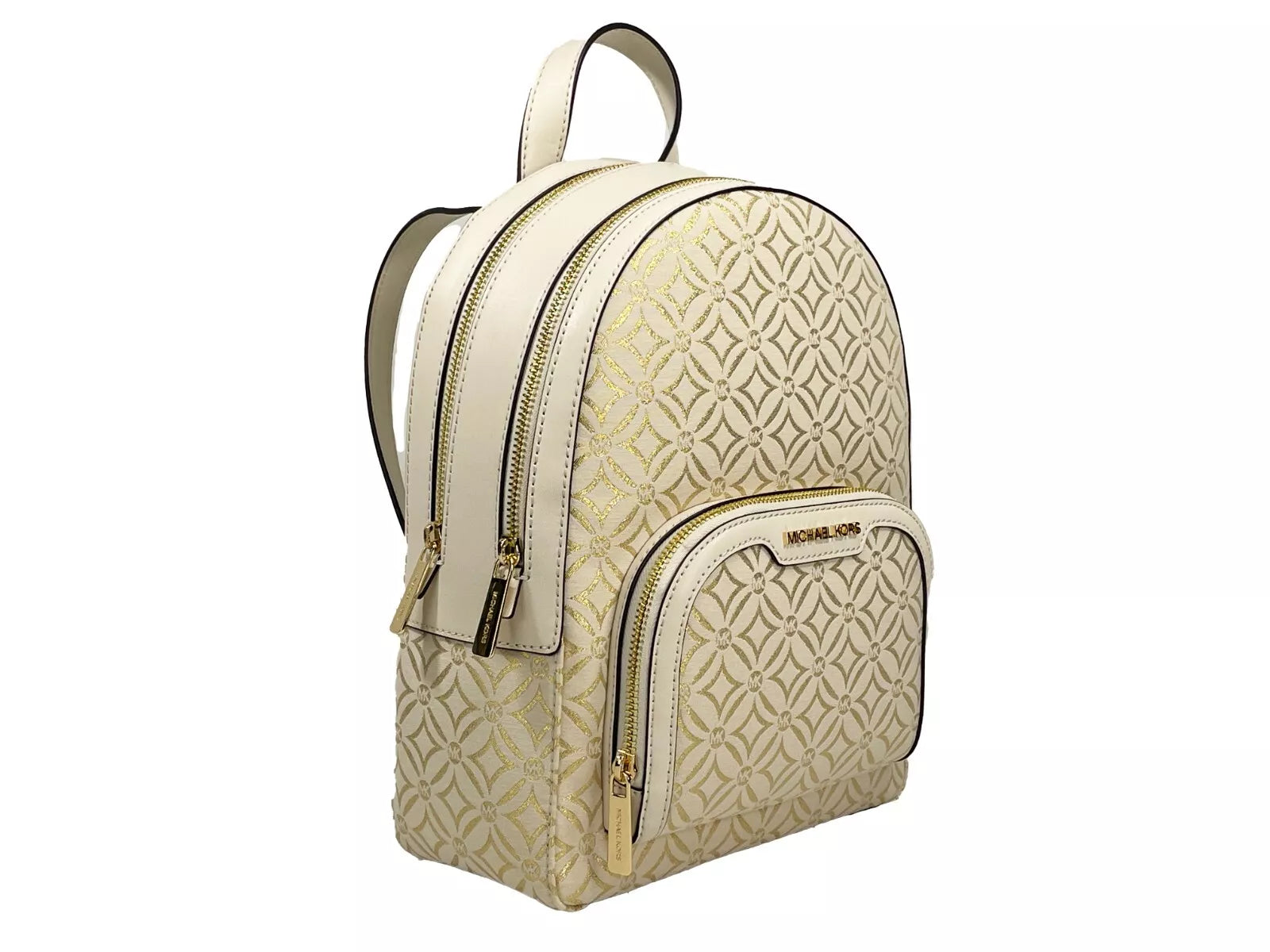 Michael Kors Jaycee Medium Zip Pocket Backpack Bag Cream Gold - ACCEXO