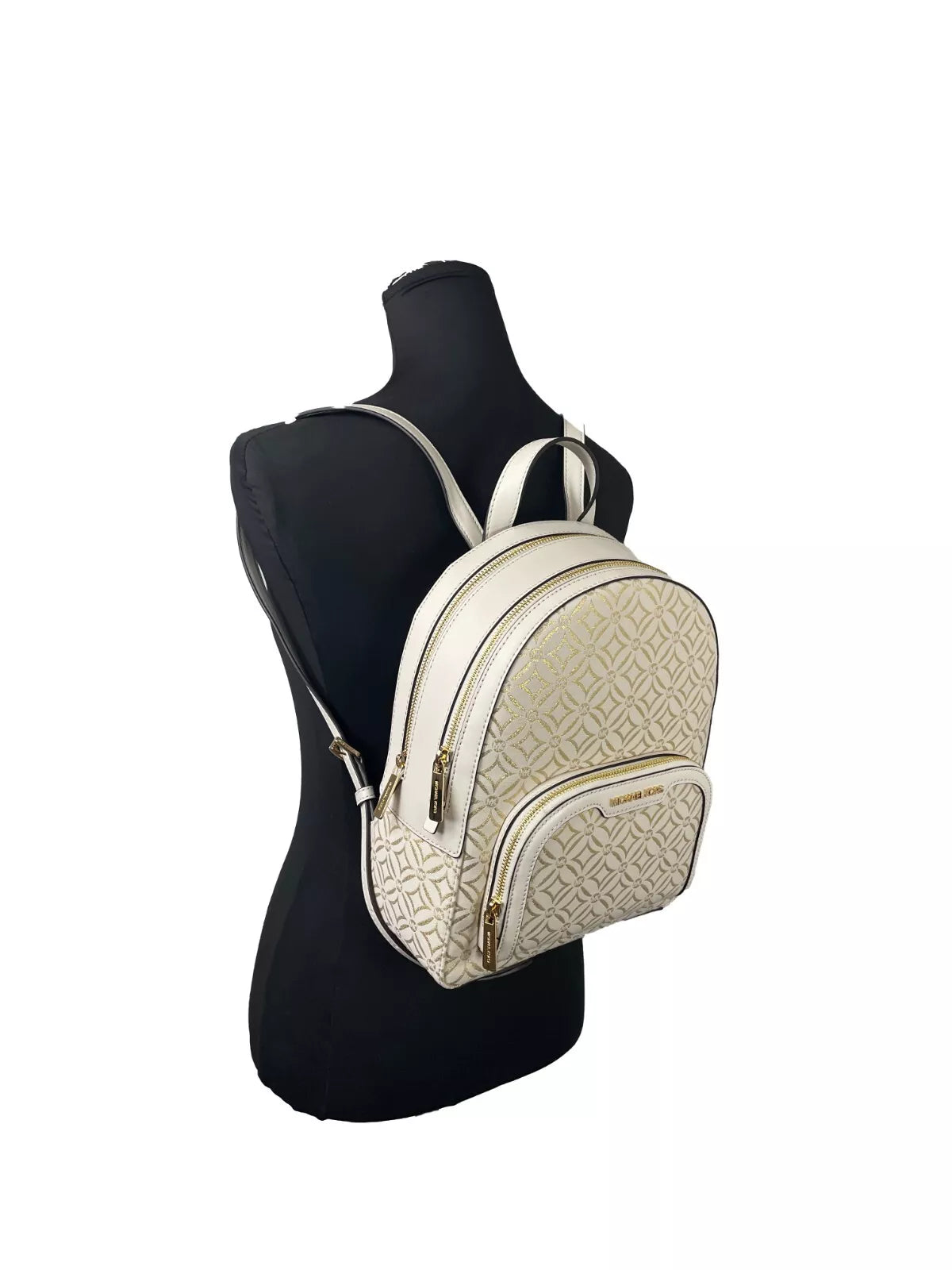 Michael Kors Jaycee Medium Zip Pocket Backpack Bag Cream Gold - ACCEXO