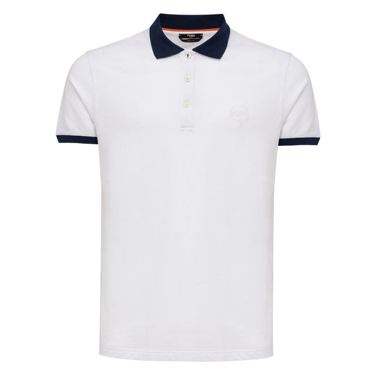 Fendi White Cotton Polo Shirt