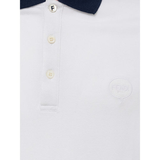 Fendi White Cotton Polo Shirt