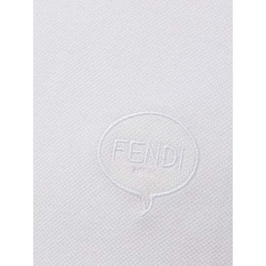 Fendi White Cotton Polo Shirt