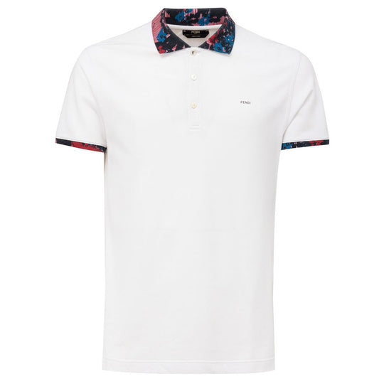 Fendi White Cotton Polo Shirt