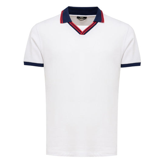 Fendi White Cotton Polo Shirt