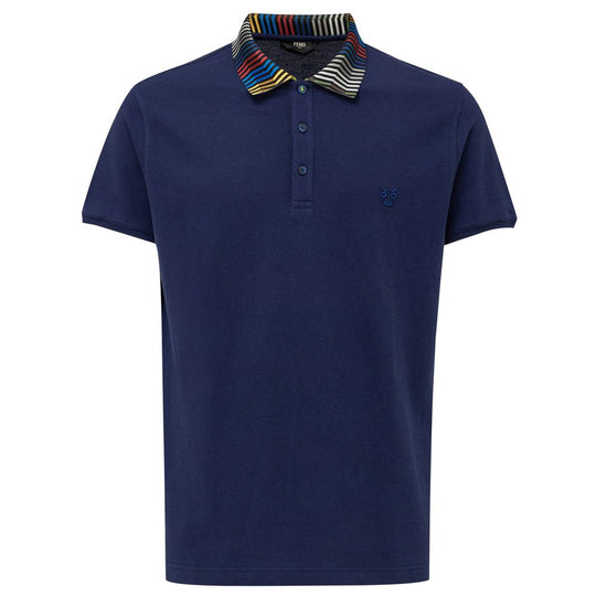 Fendi Blue 66 Cotton Polo Shirt