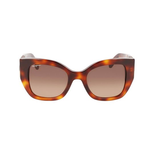 Salvatore Ferragamo Brown Acetate Sunglasses