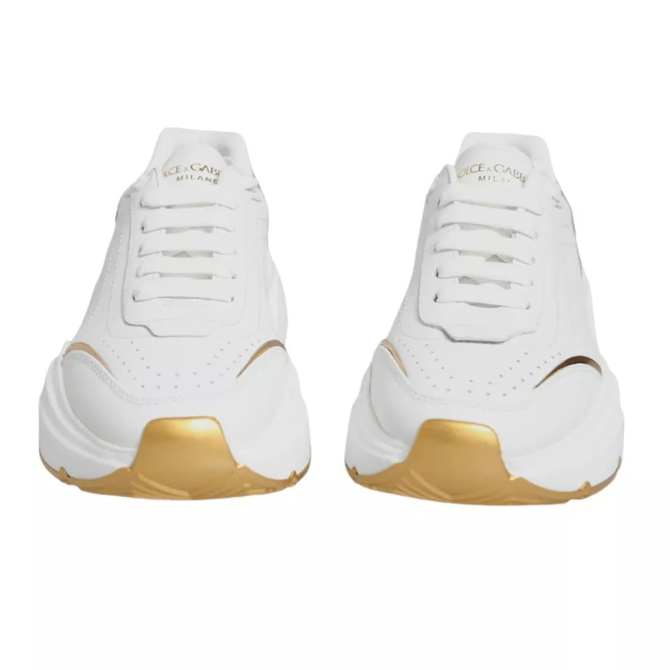 Dolce & Gabbana White Gold Daymaster Low Top Sneakers Shoes