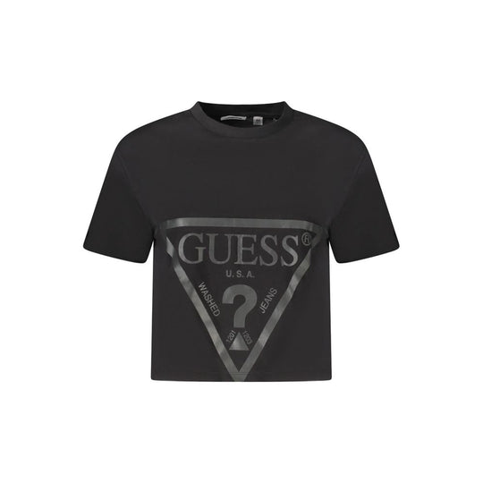 Guess Jeans Black Cotton Tops & T-Shirt