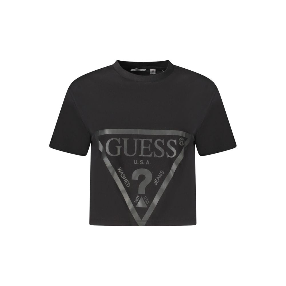 Guess Jeans Black Cotton Tops & T-Shirt