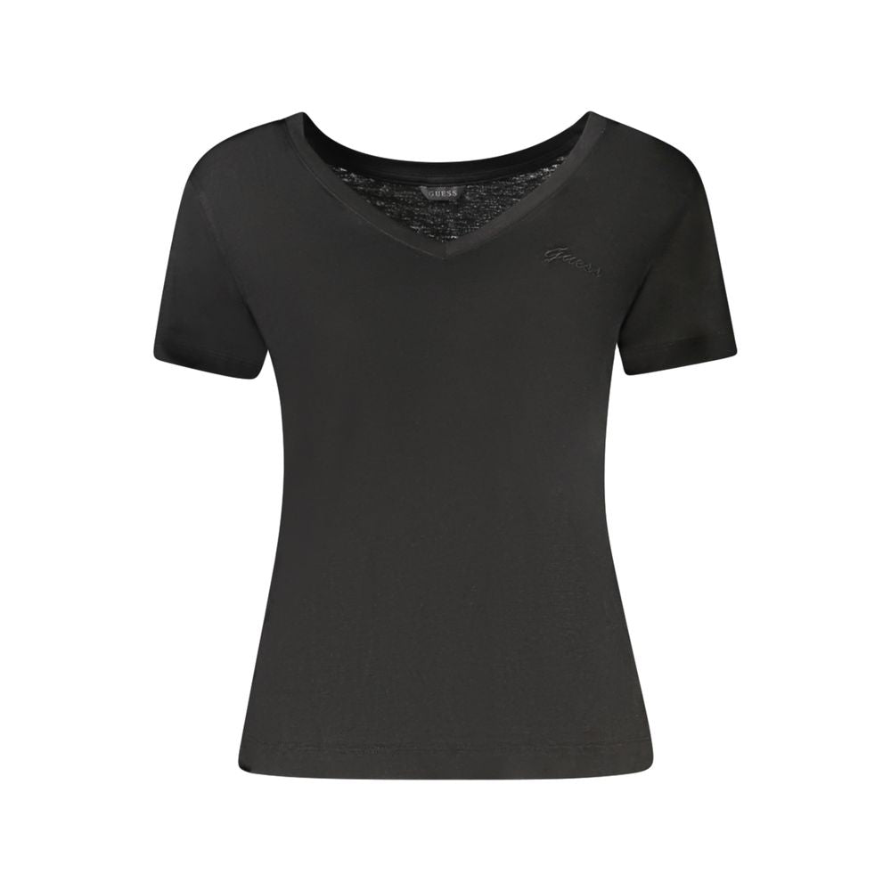 Guess Jeans Black Lycra Tops & T-Shirt