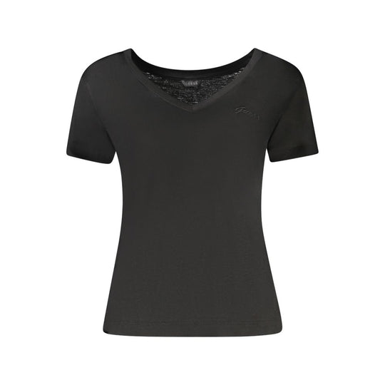 Guess Jeans Black Lycra Tops & T-Shirt