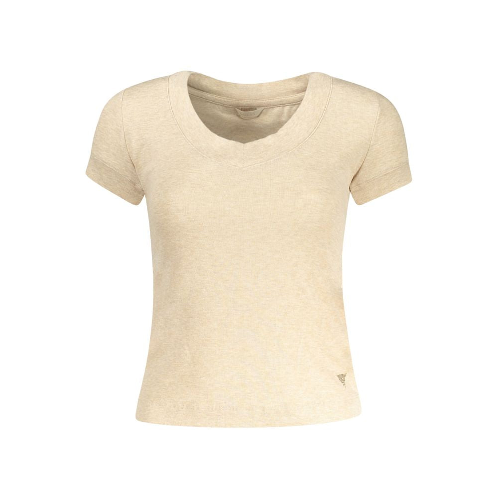 Guess Jeans Beige Polyester Tops & T-Shirt