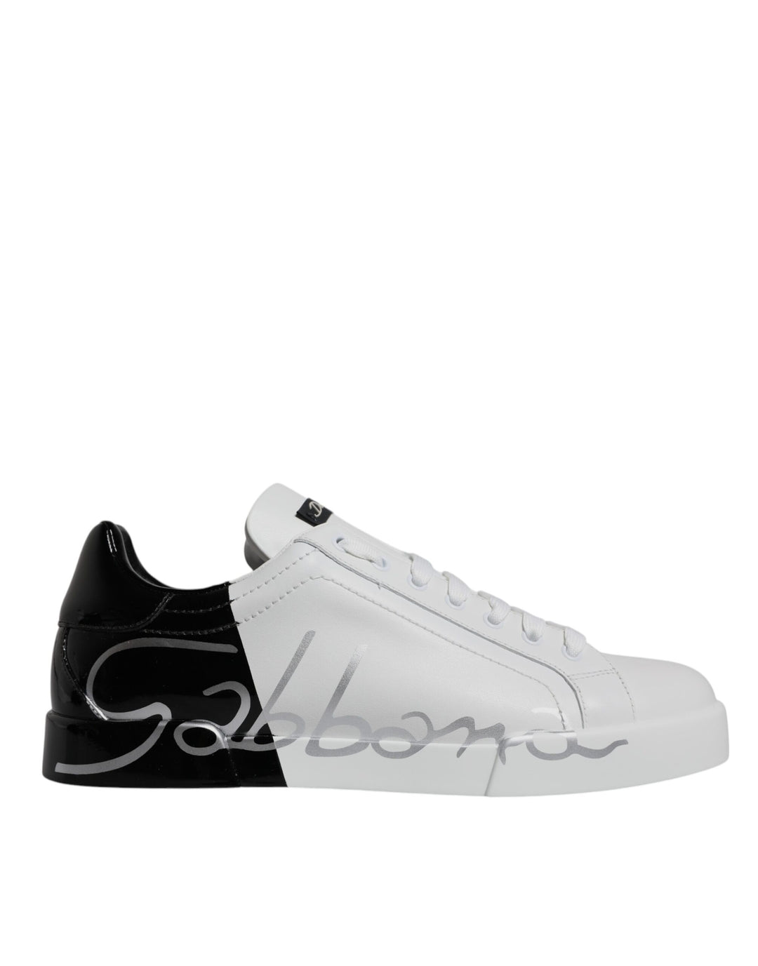 Dolce & Gabbana White Black Logo Portofino Sneaker Shoes