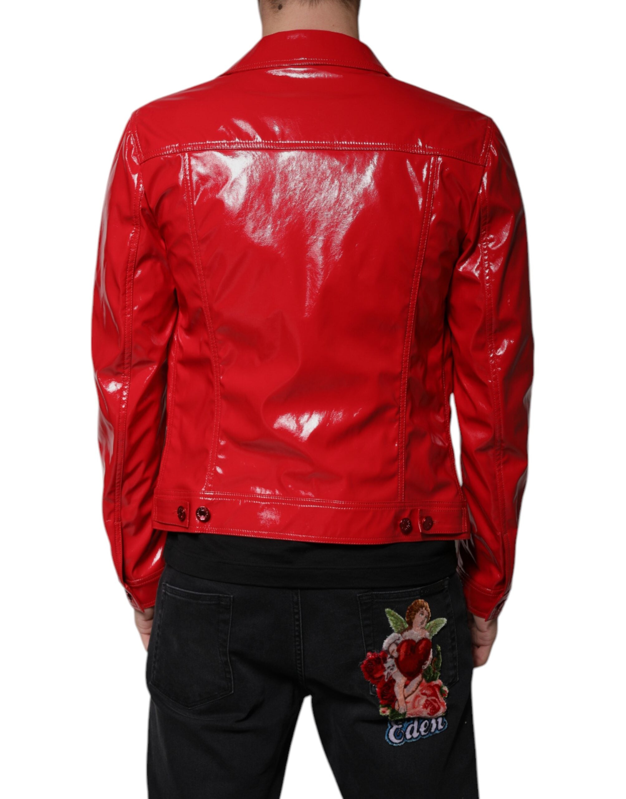 Dolce & Gabbana Red Polyester Button Down Collared Jacket - ACCEXO