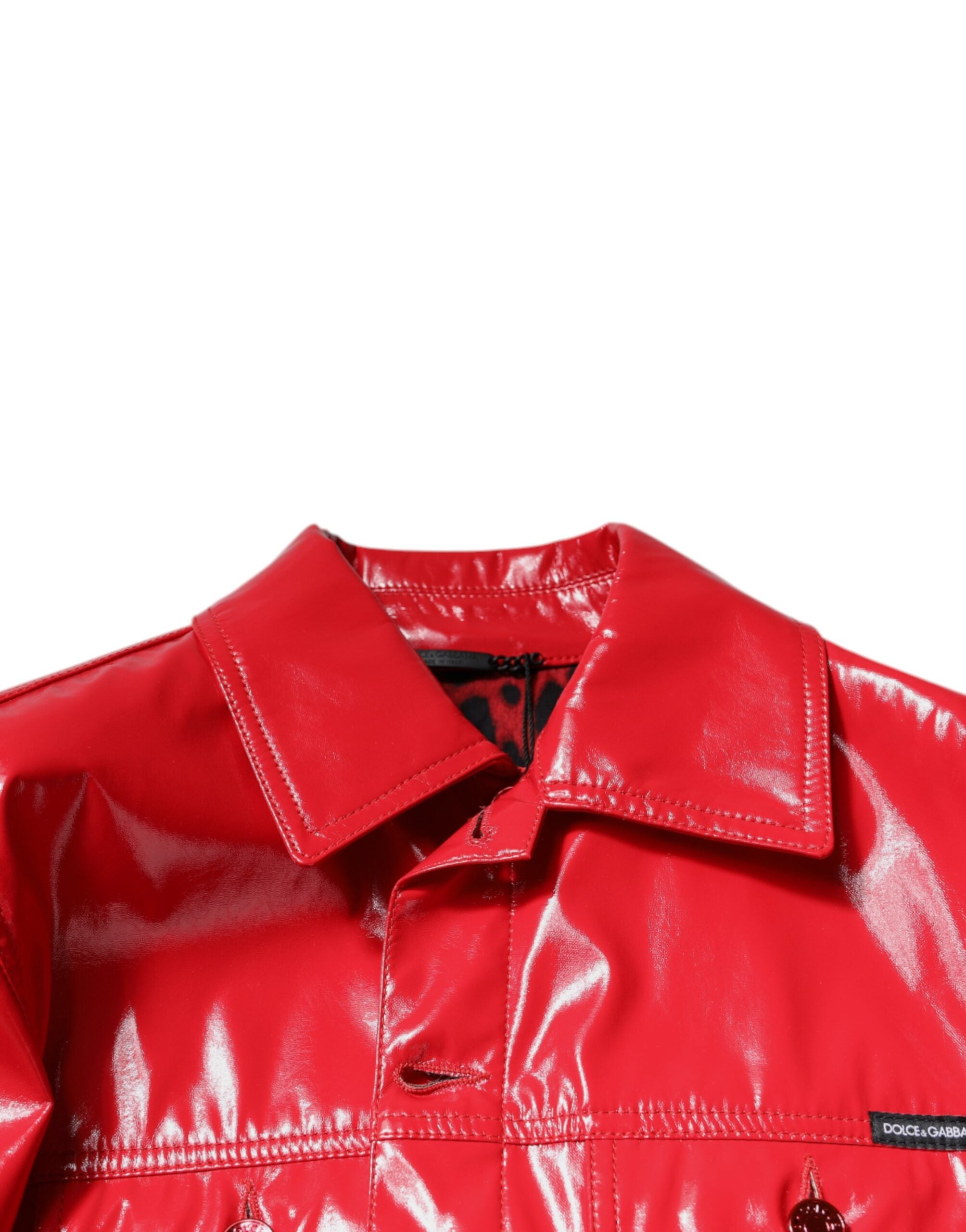 Dolce & Gabbana Red Polyester Button Down Collared Jacket - ACCEXO