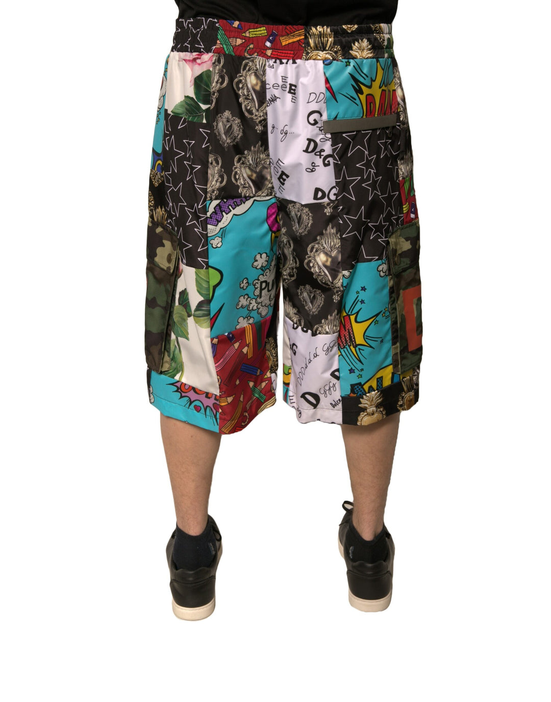 Dolce & Gabbana Multicolor Patchwork Cargo Bermuda Shorts