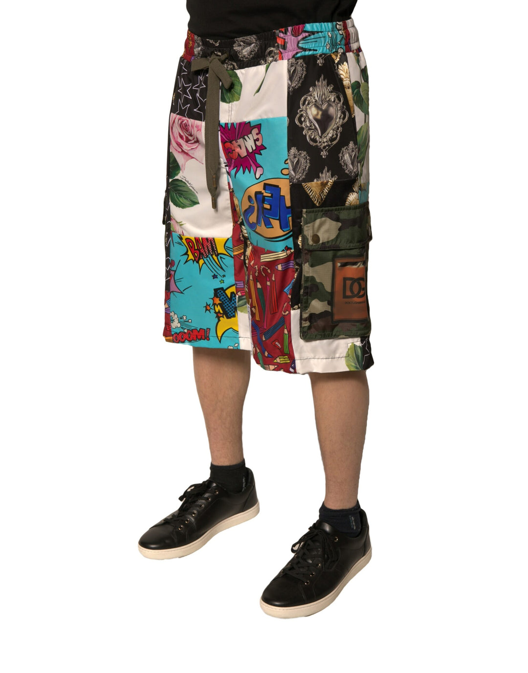 Dolce & Gabbana Multicolor Patchwork Cargo Bermuda Shorts