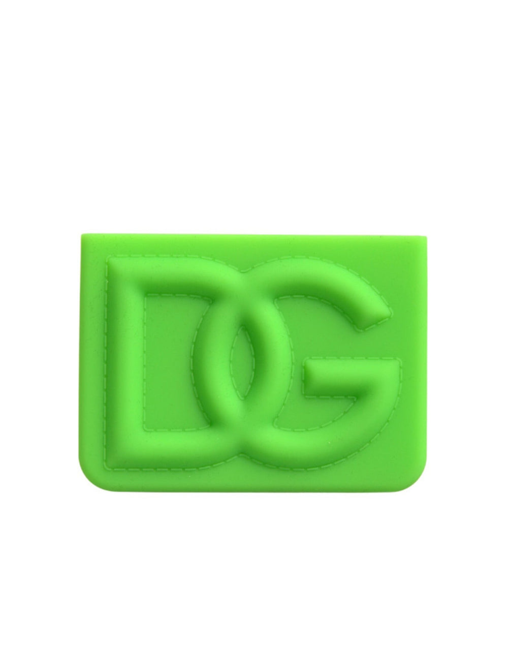 Dolce & Gabbana Neon Green Silicon Embossed Logo Card Holder Wallet