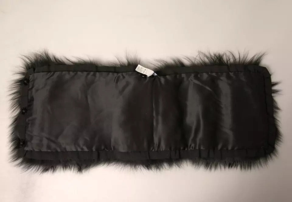 Dolce & Gabbana Black Fur Shoulder Collar Wrap Shawl Scarf - ACCEXO