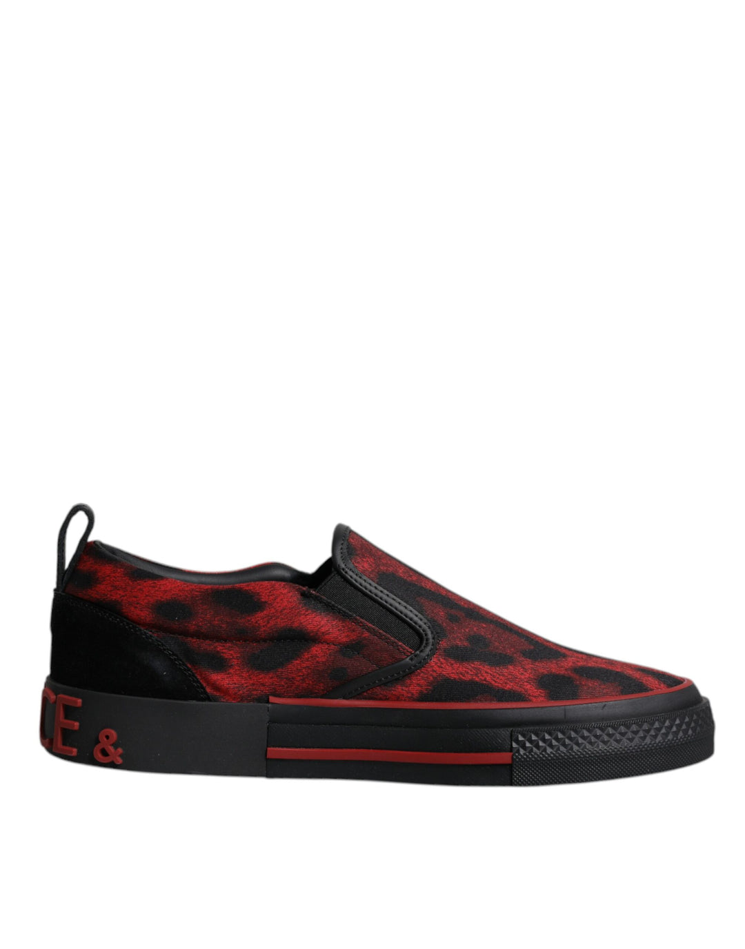 Dolce & Gabbana Red Black Leopard Cotton Men Low Top Sneakers Shoes