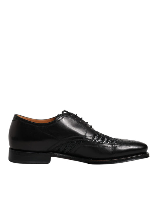 Dolce & Gabbana Black Leather Derby Wingtip Lace Up Formal Dress Shoes