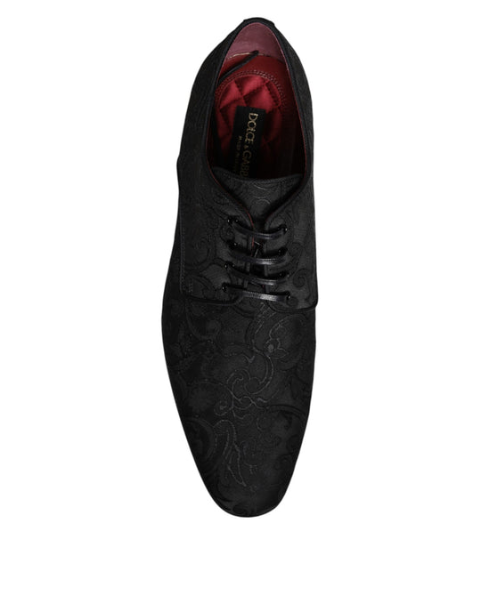 Dolce & Gabbana Black Jacquard Lace Up Derby Dress Shoes