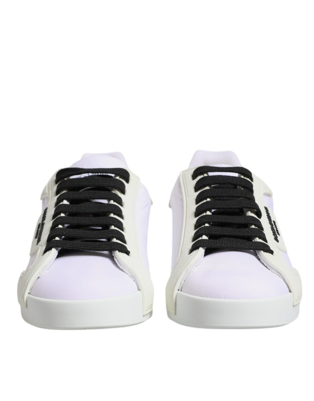 Dolce & Gabbana White Nylon Leather Low Top Sneakers Shoes