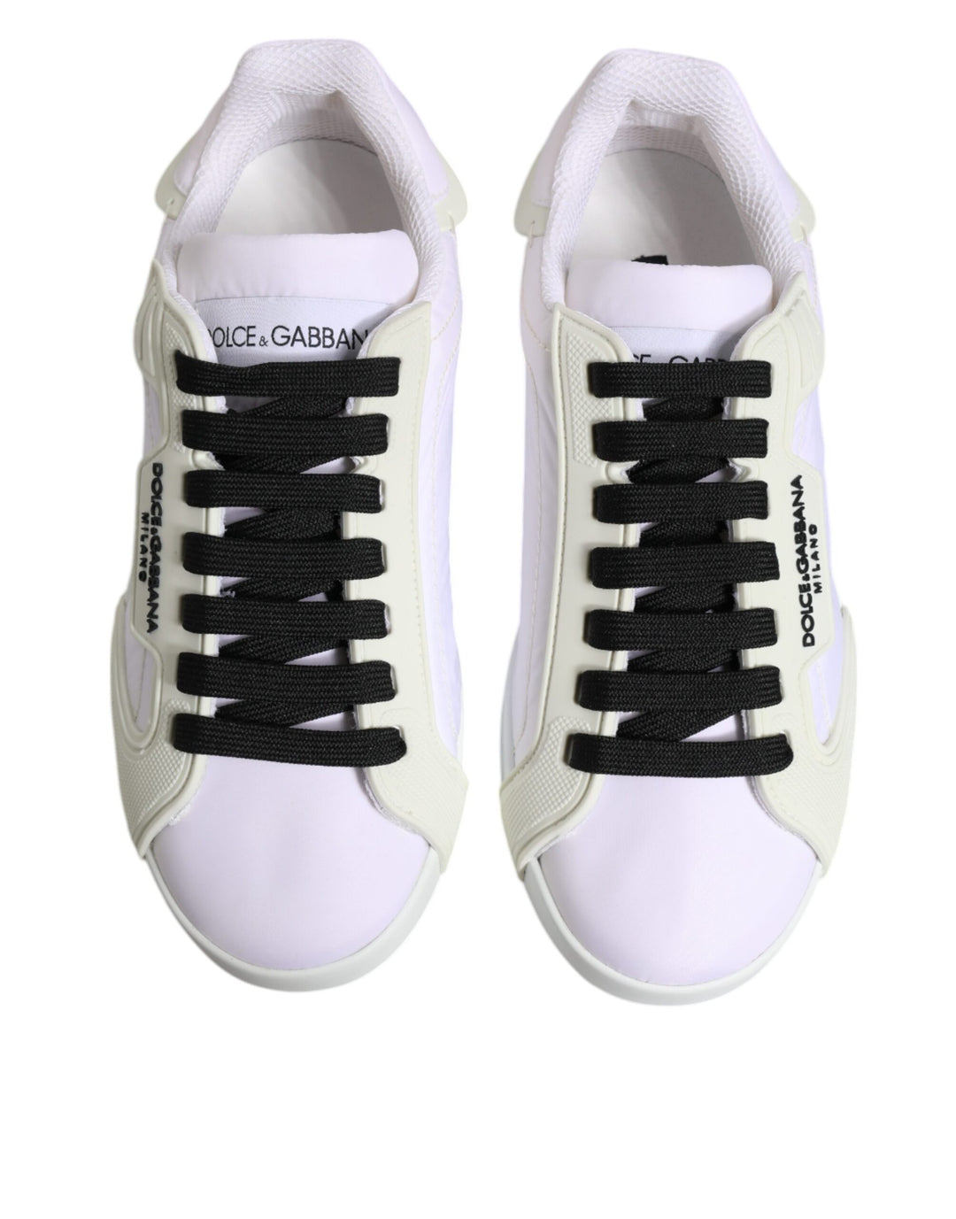 Dolce & Gabbana White Nylon Leather Low Top Sneakers Shoes