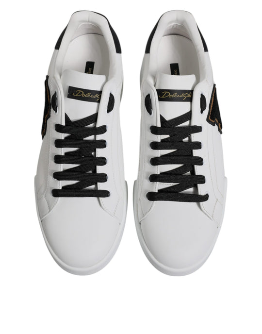 Dolce & Gabbana White Leather DG Logo Low Top Sneakers Shoes