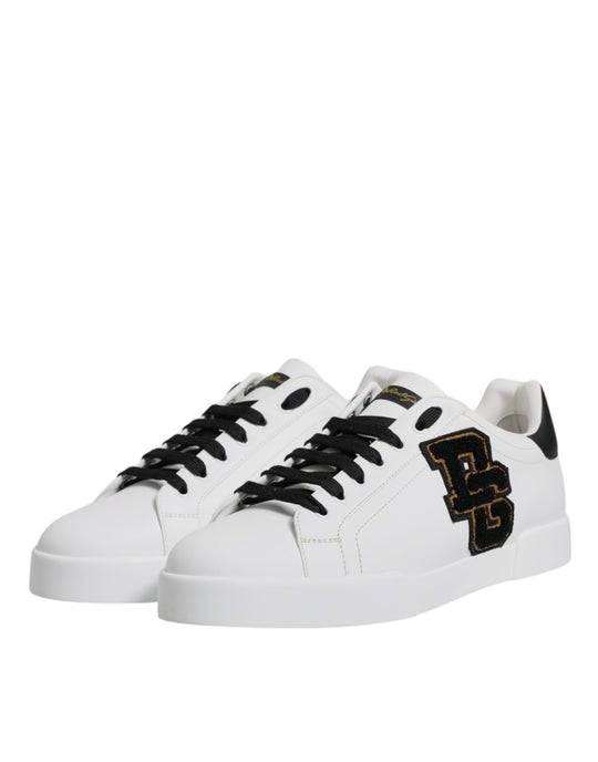 Dolce & Gabbana White Leather DG Logo Low Top Sneakers Shoes