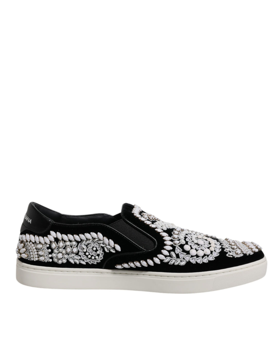 Dolce & Gabbana Black Embellished London Men Slip On Shoes