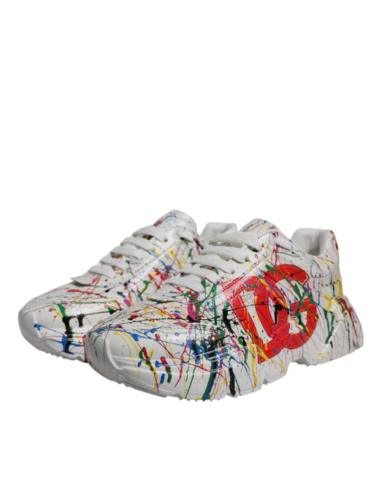 Dolce & Gabbana White Daymaster Hand Painted Sneakers Shoes