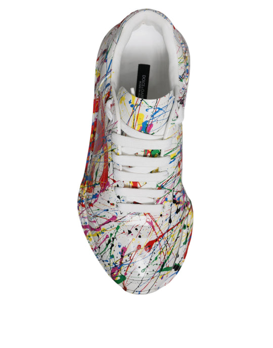 Dolce & Gabbana White Daymaster Hand Painted Sneakers Shoes