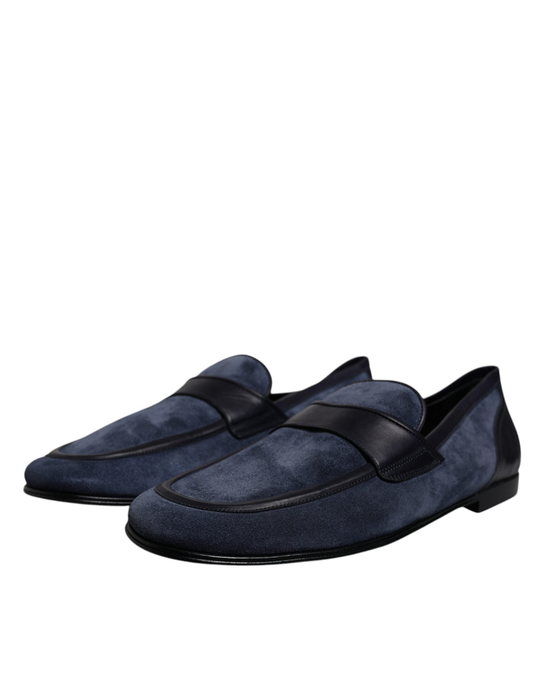 Dolce & Gabbana Blue Suede Leather Shoes Loafer Moccasin Shoes