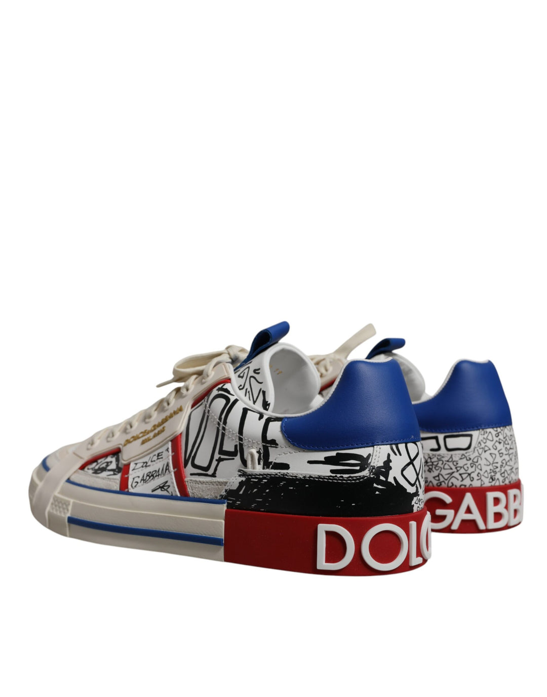 Dolce & Gabbana White Leather Graffiti Custom 2.Zero Sneakers Shoes