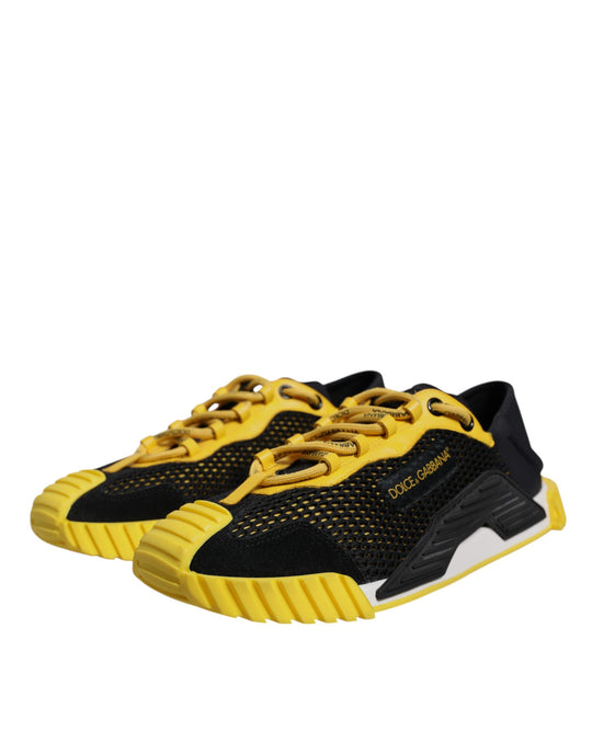 Dolce & Gabbana Black Yellow Low Top NS1 Sneakers Shoes