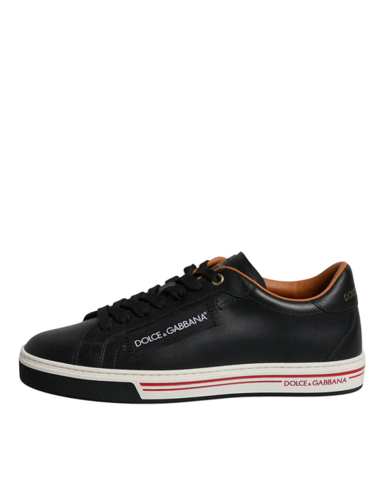 Dolce & Gabbana Black Leather Low Top Men Sneakers Shoes