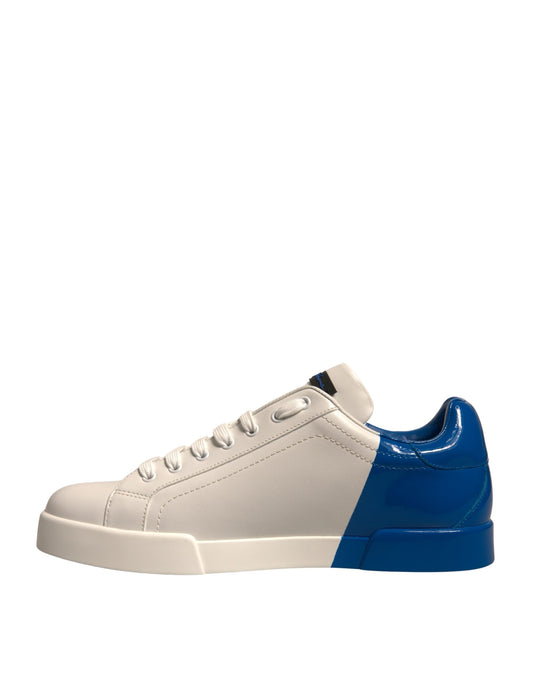 Dolce & Gabbana White Blue Logo Portofino Sneakers Shoes