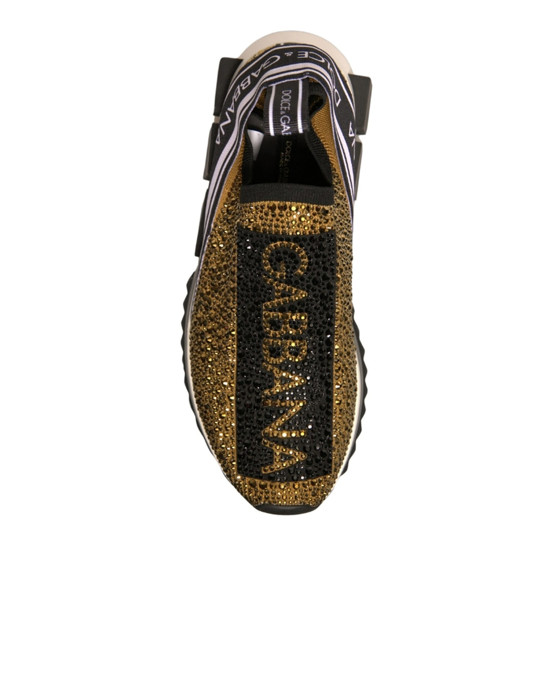 Dolce & Gabbana Gold Rhinestones Sorrento Sneakers Shoes