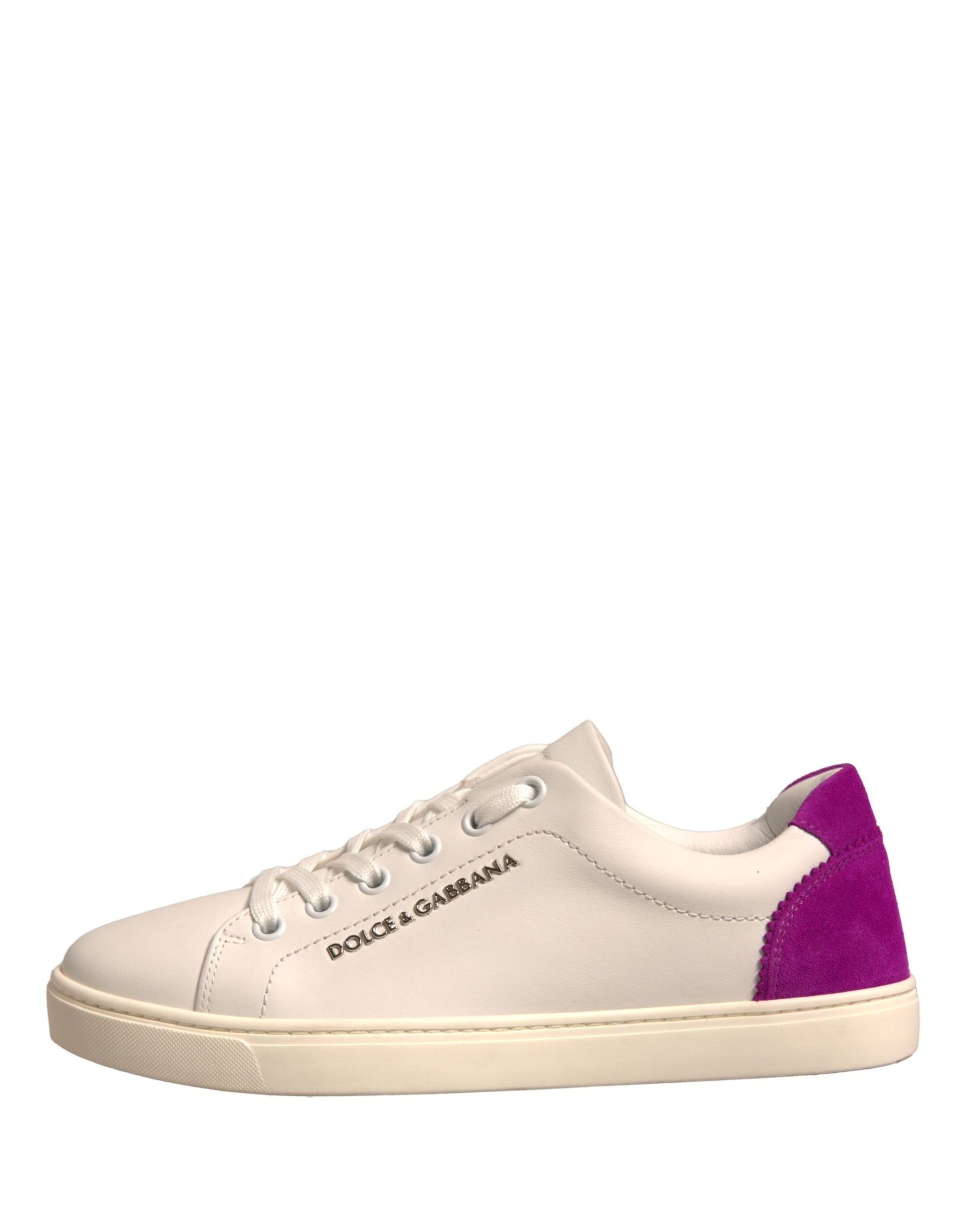 Dolce & Gabbana White Suede Leather Low Top Sneakers Shoes - ACCEXO