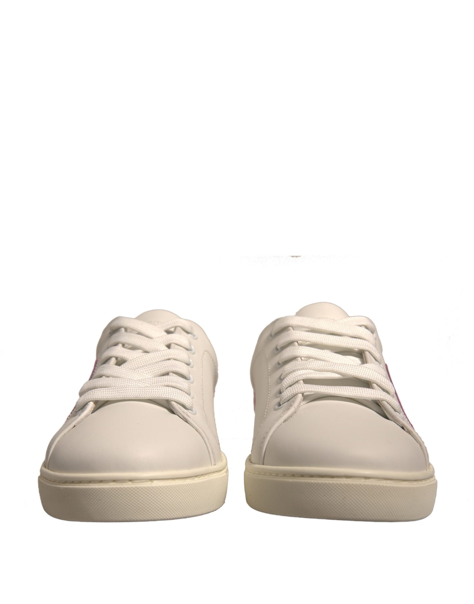 Dolce & Gabbana White Suede Leather Low Top Sneakers Shoes - ACCEXO
