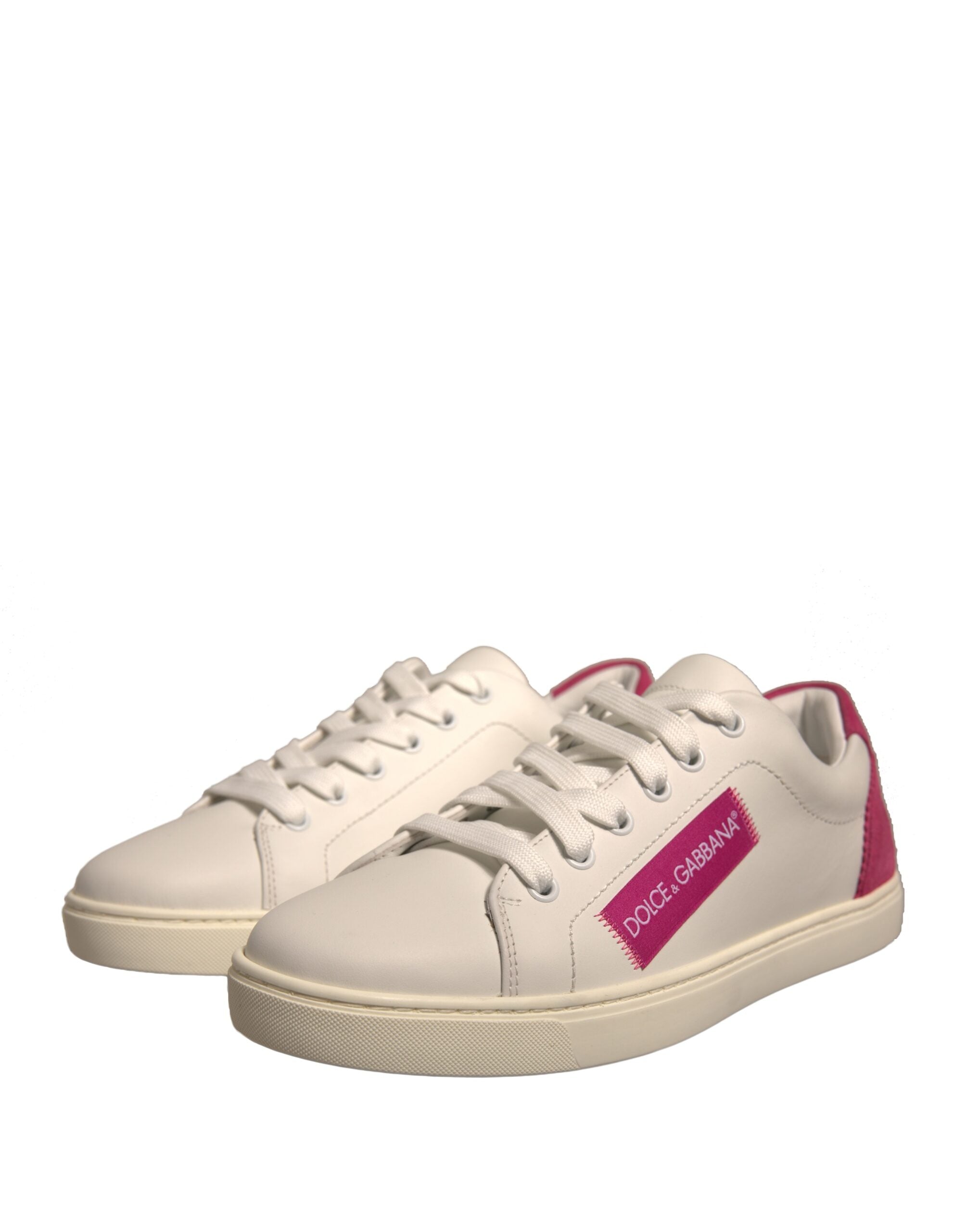 Dolce & Gabbana White Suede Leather Low Top Sneakers Shoes - ACCEXO