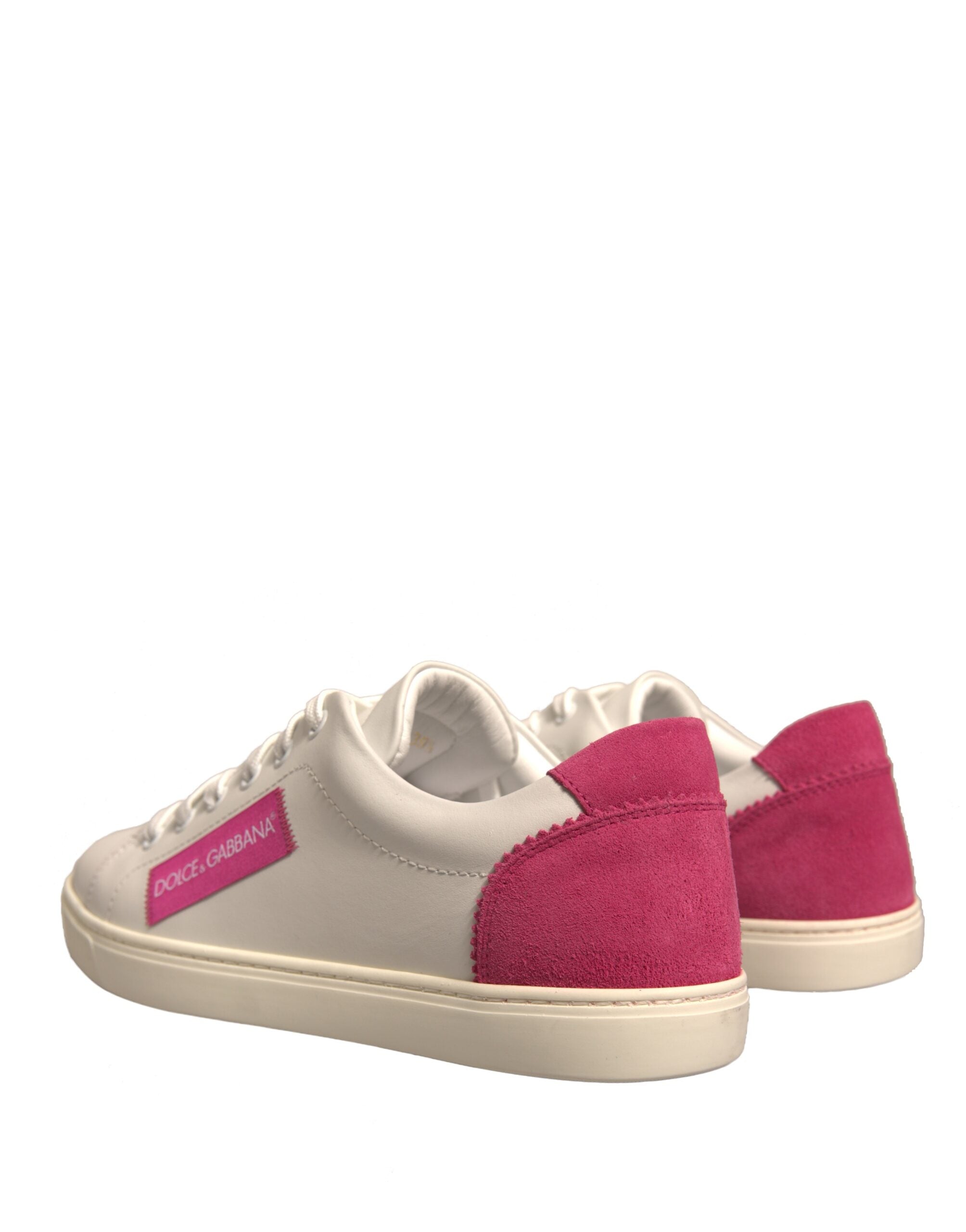 Dolce & Gabbana White Suede Leather Low Top Sneakers Shoes - ACCEXO