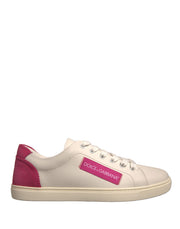 Dolce & Gabbana White Suede Leather Low Top Sneakers Shoes - ACCEXO